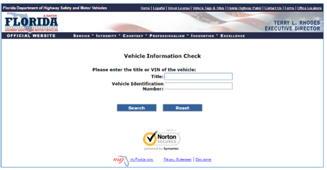 Motor Vehicle Check Florida